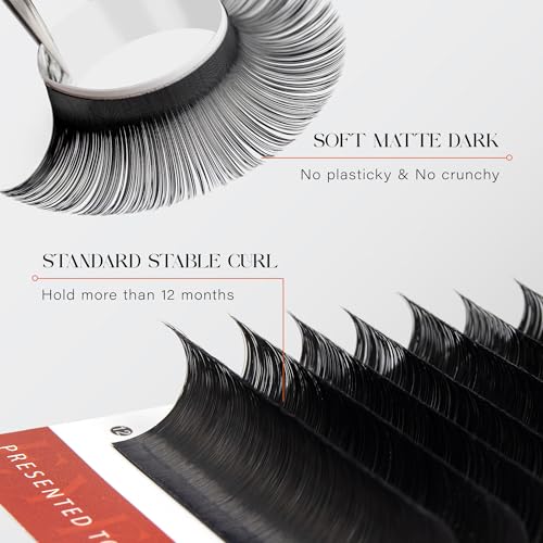 Eyelash Extension-VYRILA Cashmere Volume Lash Extensions D CC Curl 0.03-0.05mm thickness,Matte Black Soft Individual Lashes, Professional Lash Supplies for Eyelash Tech (D 0.05 14mm)