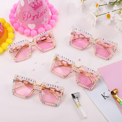 Etercycle Pink Square Birthday Sunglasses for Women