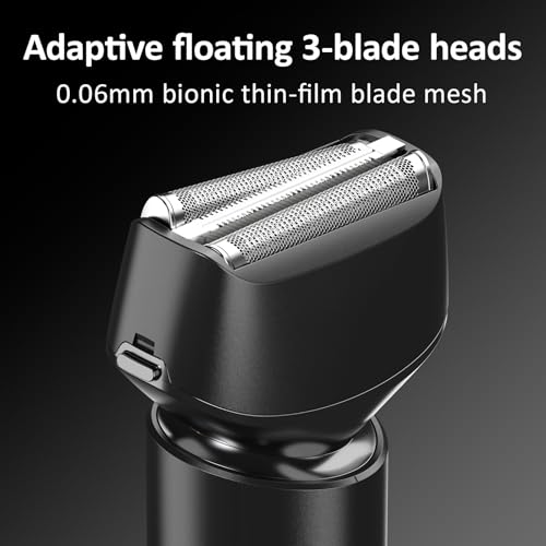 Electric Foil Shaver for Men with Floating Dual Blade Head, Rechargeable Wet & Dry Electric Razor, USB-C Cordless Mens Shaver with Travel Lock for Face Grooming