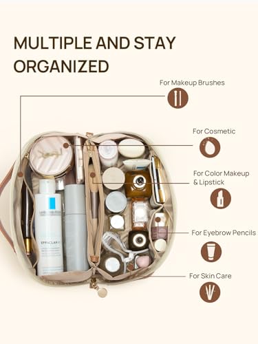 Telena Waterproof Makeup Bag with Organizer - Large Capacity Travel Case