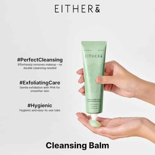 EITHER& PAPHA One Shot Cleansing Balm, Korean 2-in-1 Melting Makeup Remover & Gentle Oil-to-Milk Cleanser with Papaya Enzyme & PHA, Hydrating & Smoothing (2.70 fl. oz.)