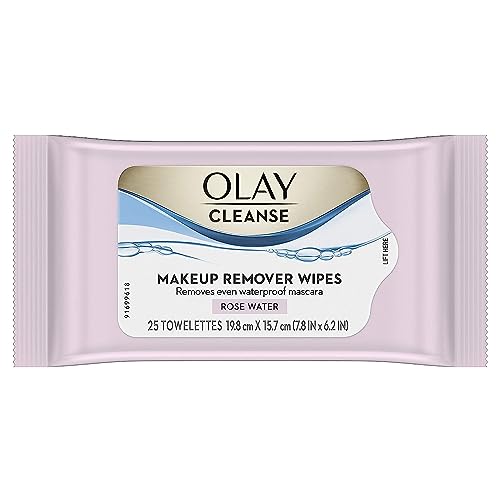 Olay Cleanse Rose Water Makeup Remover Wipes, 25 Count