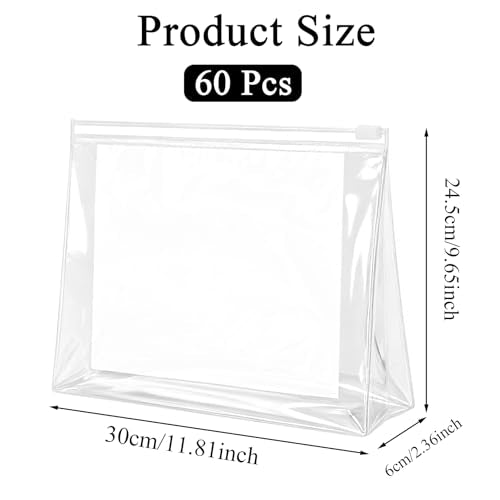 60 Pieces Plastic Mini Clear Makeup Bag Small Clear Zipper Pouches Waterproof clear toiletry bags for traveling