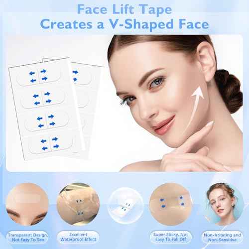 NBF 180PCS Face Tape Lifting Invisible, Face Lift Tape Invisible for Sagging Skin, Instant Facelift Tapes for Women, Neck, Jowls Lifts Sagging Skin, Concealed Makeup Tape, Visible Results in Seconds