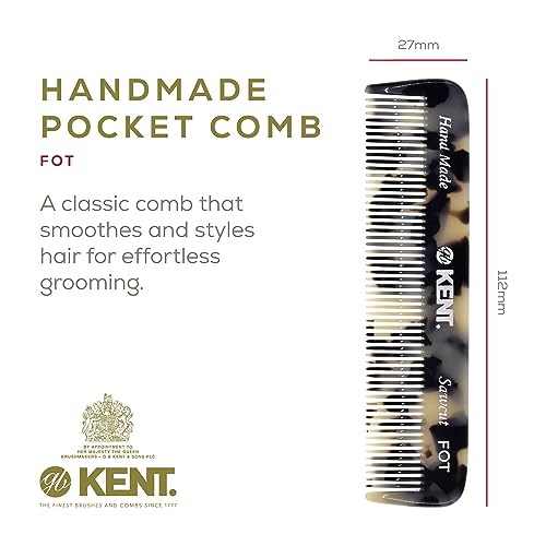 Kent Set Men's Hair Pocket Combs, Graphite 81T X-Small, FOT All Fine Tooth, 20T Fine Tooth Folding Comb. Best Hair, Beard and Mustache Grooming Kit for Travel and Home Care, Handmade in England