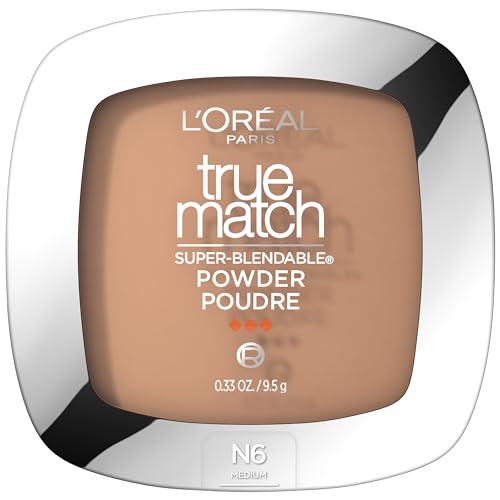 L'Oreal Paris True Match Super Blendable Oil Free Powder Foundation, N6 Medium, 0.33 oz, Packaging May Vary