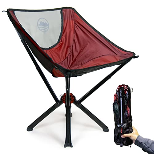 CLIQ Portable Chair - Lightweight Folding Chair for Camping - Supports 300 Lbs - Perfect for Outdoor Adventures - Red Chair