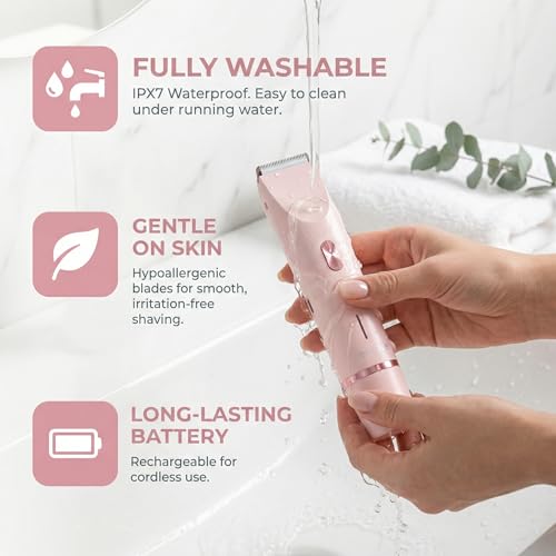 Cordless Electric Bikini Shaver - Waterproof Dual-Head with Ceramic Blades