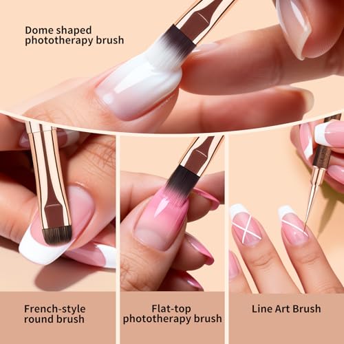 Builder Gel Nail Brush Set - 2-Pack Double-Ended with Pouch