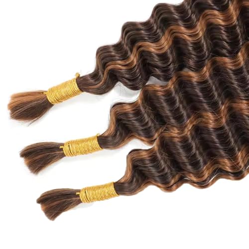 P4/30 Brown Human Hair Braiding Bundle - 12 Inch Deep Wave
