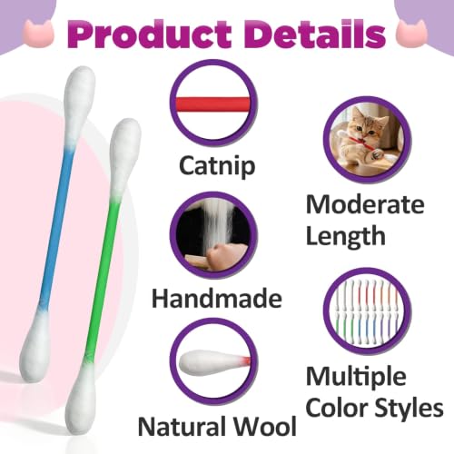 18 Pcs Catnip Cotton Swab Toys - Interactive Kicking & Chewing Cat Toys