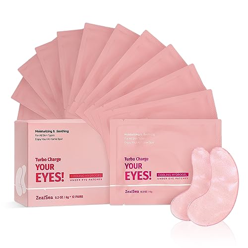 ZealSea 12 Pairs Under Eye Masks for Dark Circles and Puffy Eyes - Hydrating Eye Patches, Gel Eye Patches Eye Bags Treatment for Women - Cling to Eye Moisturizing Lighten Fine Lines