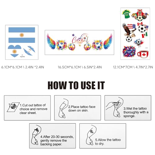 Temporary Tattoos World Cup 48 Sheets Waterproof Flag