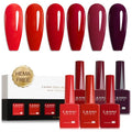 CANNI 9ML Gel Nail Polish Set - Burgundy Red 6 Shades UV LED Soak Off, Upgraded Design