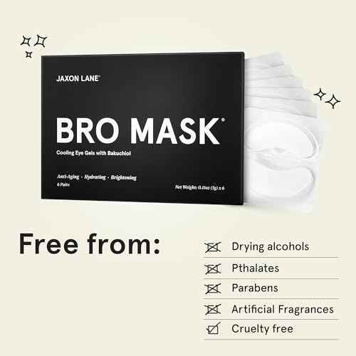 BRO MASK Under Eye Patches for Men with Hydrogel (2 x 6 pairs) - Anti-Aging Korean Eye Masks for Dark Circles and Puffiness- Puffy Under Eye Treatment - Perfect Skin Care Stocking Stuffers for Men