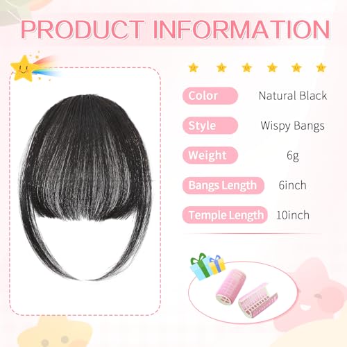Clip-In Wispy Bangs Human Hair - Natural Black
