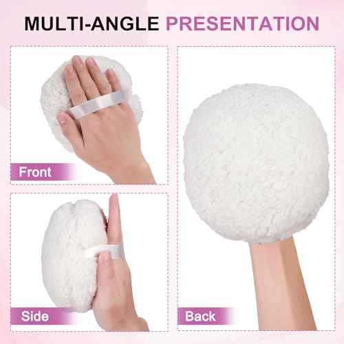 Powder Puff, 6'' Body Powder Puff and Container,Fluffy Soft Extra Large Powder Puff for Body Powder,White