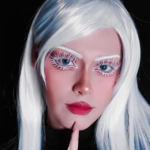 White False Lashes with Clear Band - Halloween & Cosplay Makeup