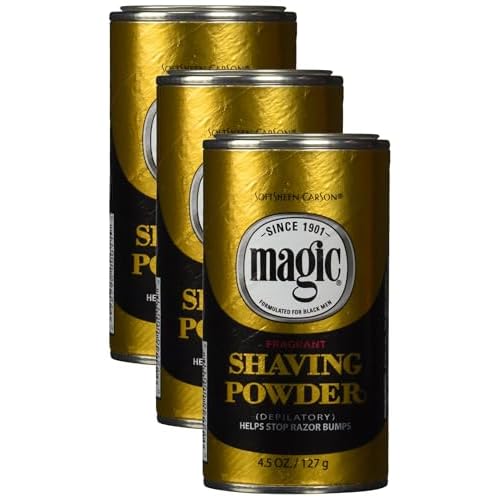 SoftSheen-Carson Magic Razorless Shaving for Men, Magic Shaving Powder with Fragrance, Coarse Textured Beards, Formulated for Black Men, Depilatory, Helps Stop Razor Bumps, Since 1901, 4.5 oz