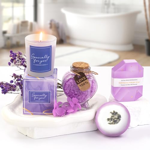 Spa Gifts for Women, Lavender 16 Pcs Valentines Day Gifts for Her Girlfriend Wife Daughter Sister, Self Care Gift Baskets for Women, Thank You, Get Well, Sympathy Inspirational Care Package Spa Basket