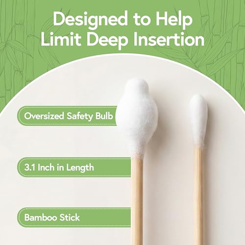 Bamboo Cotton Swabs 200-Pack - Baby Safe Ear Cleaning
