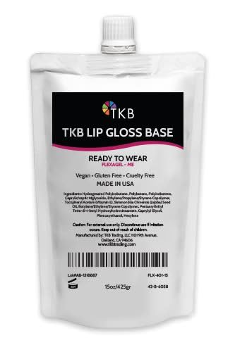 TKB Lip Gloss Base (Flexagel ME)| Clear Lip Gloss Base for DIY Lip Gloss| Ready-to-Wear| Moisturizing, High Shine, Crystal Clear, Vegan, Gluten and Cruelty free| Made in USA (15oz (425g))