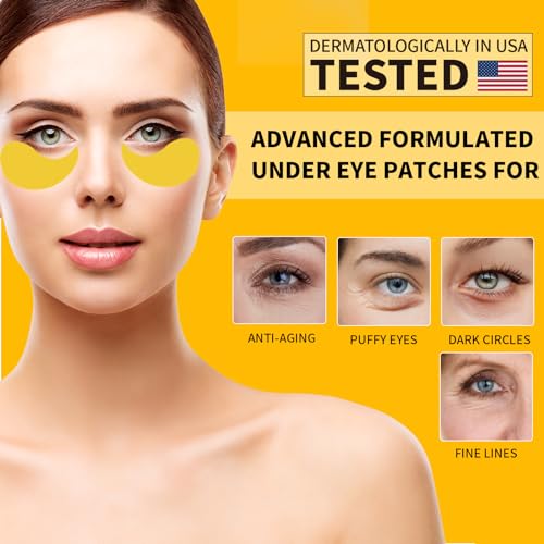 24K Gold Under Eye Patches for Puffy Eyes & Dark Circles (70Pcs)