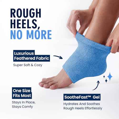 Dr. Frederick's Original Moisturizing Fuzzy Heel Socks - 2 Pairs - Cozy Gel-Lined Sleep Socks for Women & Men - Soothes Dry, Cracked Feet - Heel Repair - Blue Haven