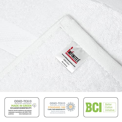Infinitee Xclusives Premium White Hand Towels 6 Pack, 16x28 Inches, Hotel and Spa Quality + Washcloths Set ? Pack of 12, 13x13 Inches 100% Cotton Wash Cloths for Your Body and Face Towels