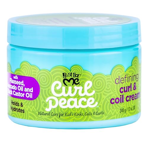 Just For Me Curl Peace Defining Curl & Coil Cream - Hydrating Hair Styling for Kids, 12 oz