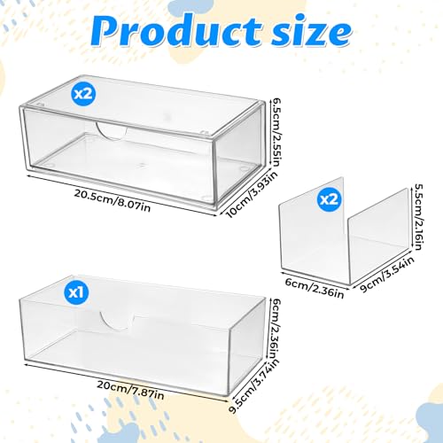 3-Tier Clear Stackable Makeup Organizer with Removable Dividers,Acrylic Medicine Cabinet Organizer and Storage for Bathroom Mirror Cabinets, Vanity, Closet, Countertop with Drawer