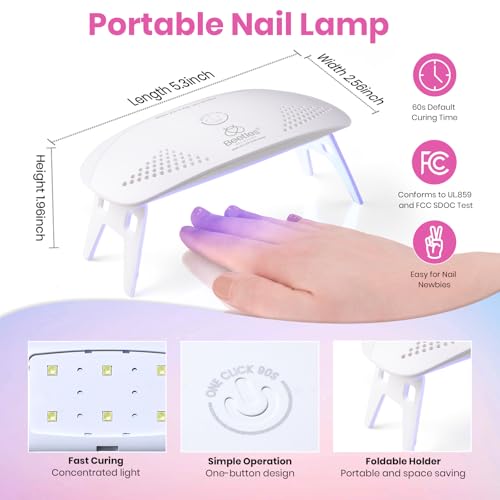 Beetles White Gel Nail Polish Kit with UV Light - 5 Pcs DIY Starter Set