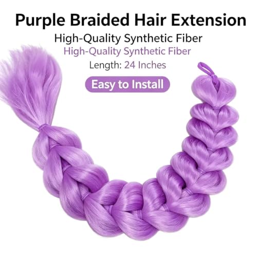 Purple Braided Ponytail Hair Extension for Kids - 24 Inch