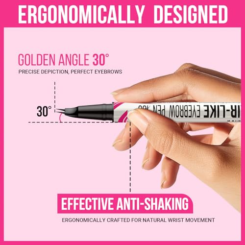 iMethod Curved Eyebrow Pen - Eyebrow Pencil, Brow Pencil 2-in-1 Dual-Ended Microblading Eyebrow Pen with Curved Tip and Precise Brush-Tip for Natural Hair-Like Brows, Last All-Day, Dark Brown