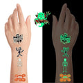 SUNAI Glow-in-the-Dark Halloween Temporary Tattoos, 96 PCS
