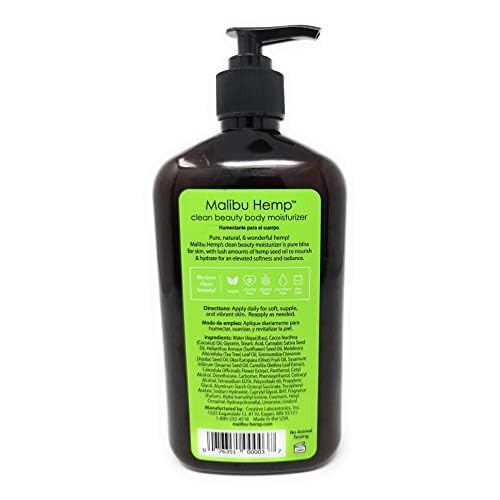 Malibu Hemp New Body Moisturizer Pure Hemp Bliss Naturally Clean Beauty 18 FL OZ (530ML) Vegan, Paraben Free, Gluten Free, Dye Free, Aways Cruelty Free