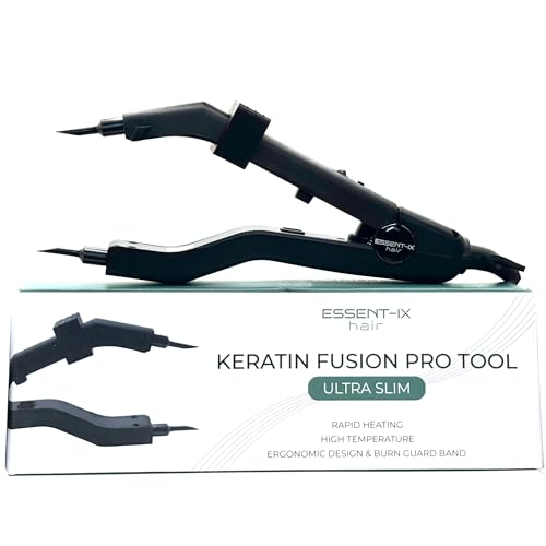 Professional Keratin Fusion Tool for Hair Extensions ? Slim Long Heating Plates, Adjustable Temperature, Rapid Heat-UP, Seamless Fusion, Root Access, Salon-Quality Keratin Glue Gun (Black)