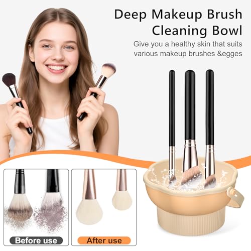 Senbowe 3 in 1 Makeup Brush Cleaner Mat with Bowl