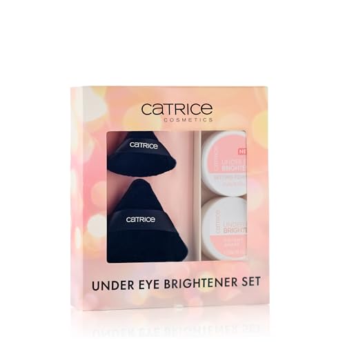 Catrice Under Eye Brightener & Setting Powder Set with Powder Puffs