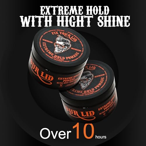 Fix Your Lid Extreme Hold Pomade for Men - Water Based Pomade with High Shine and Strong Hold - Match all Mens Hair Types & Styles - Easy To Wash Out - 3.75 oz