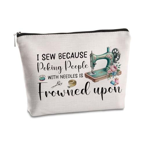 Sewing Gifts Makeup Bag for Sewing Lovers Quilting Gifts for Quilters Hostess Gift Ideas for Women Mother Grandma Christmas Birthday Travel Zipper Pouch