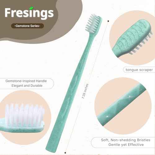 60 Pack Premium Disposable Toothbrush with Tongue Scraper ? Individually Wrapped Bulk Travel Toothbrushes, Soft Bristles for Guests, Hotel, Vacation Rental, Home & On The Go,4 Colors