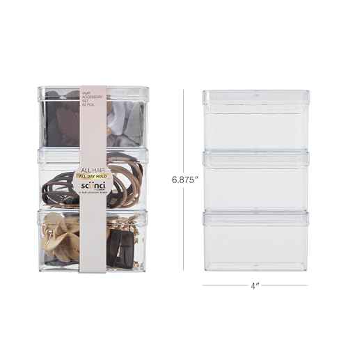 Scunci by Conair 82 Piece hair accessory kit - hair accessories for women - neutral colors- 3 stackable containers