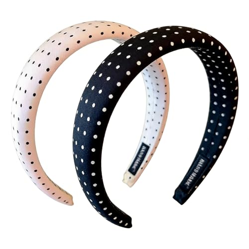 Polka Dot Headband for Women - Retro Black & White 2-Pack
