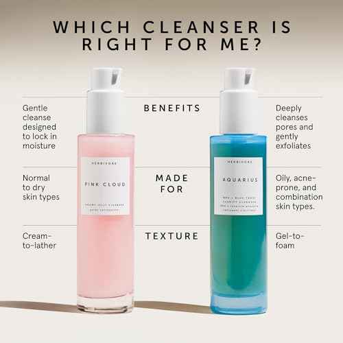 HERBIVORE Aquarius BHA + Blue Tansy Clarity Cleanser ? Deep Cleansing, Gentle Exfoliation for Oily-Combination Skin, Plant-Based, Vegan, Cruelty-free, 3.3 oz