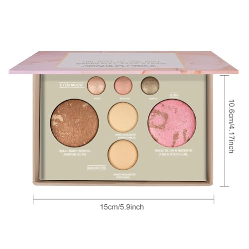 Baked Makeup Palette with Bronzer, Highlighter & Blush