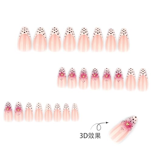 French Tip Press On Nails Almond Medium 24pcs