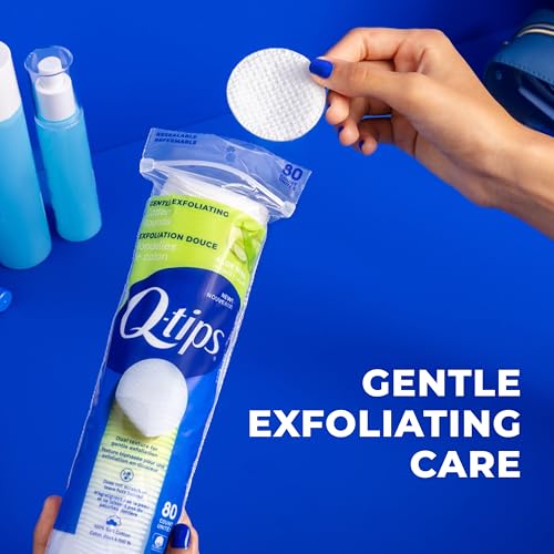 Q-tips Gentle Exfoliating Cotton Rounds - 100% Cotton Pads, 6 Pack (480 Ct)