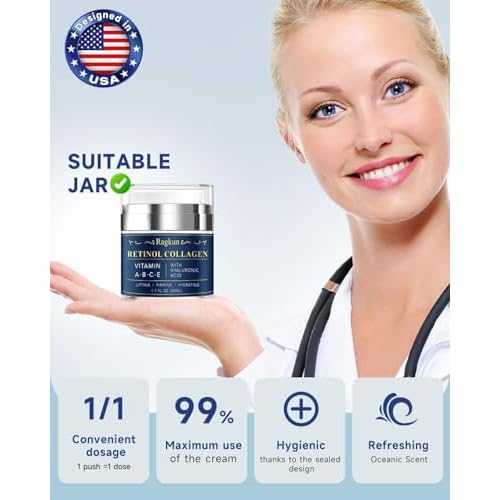 Retinol Cream for Face, Collagen Neck Creams for Tightening and Firming, Anti Aging Day & Night Facial Moisturizer for Women & Men, Instant Face Lift Wrinkle Cream 1.7 fl. oz with Vitamin C Serum