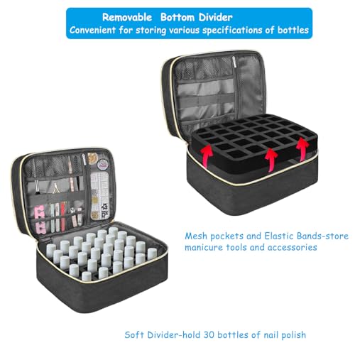 Nail Polish Organizer Case - Holds 30 Bottles & UV Lamp